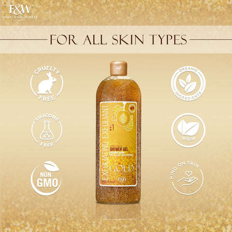 Fair & White Gold Exfoliating Shower Gel scrub NEW - Invigorates skin - 940ml / 31.8 fl oz