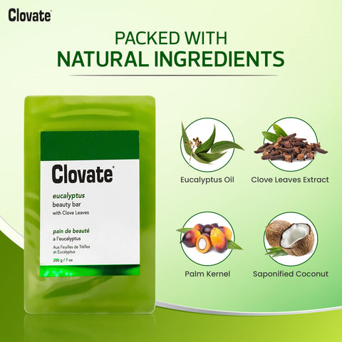 Clovate Eucalyptus Beauty Bar 200g Pack of Three
