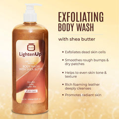 LightenUp PLUS Exfoliating Papaya Body Wash with Shea Butter - 1000ml / 33.81 Oz