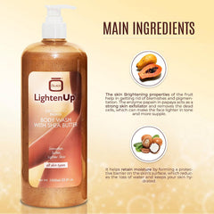 LightenUp PLUS Exfoliating Papaya Body Wash with Shea Butter - 1000ml / 33.81 Oz